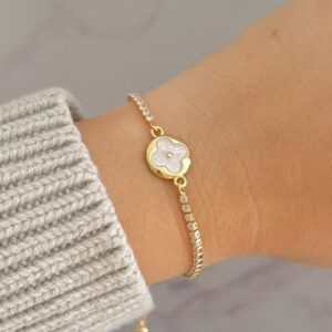 Pulsera de trébol con circones