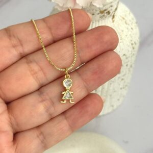 CADENA DE NIÑA CON PIEDRA BLANCA