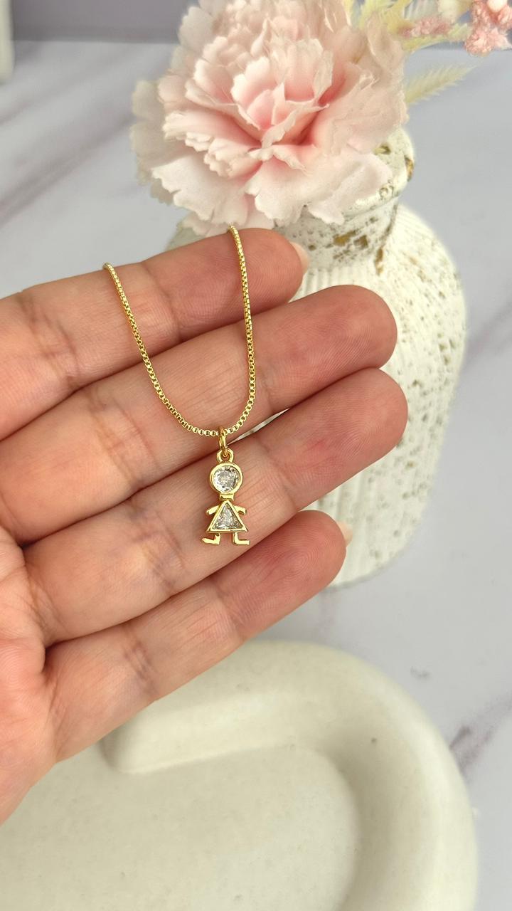 CADENA DE NIÑA CON PIEDRA BLANCA