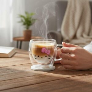 Vaso de vidrio doble pared de Hello Kitty
