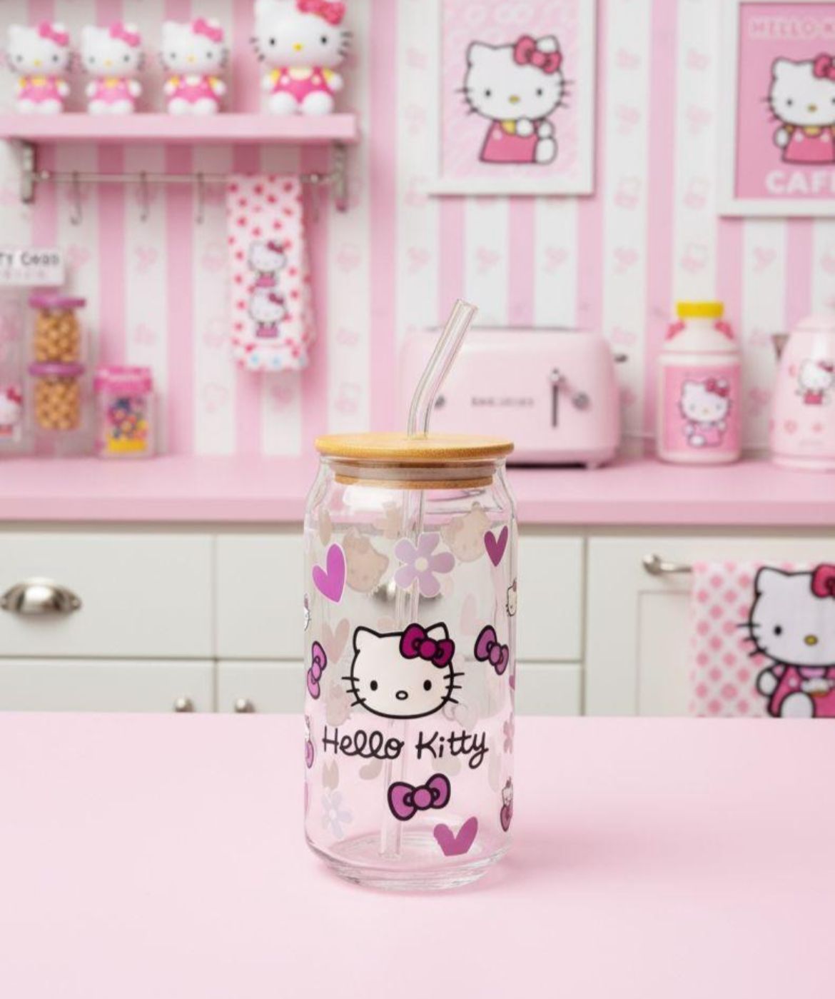 Vaso con tapa y pitillo de Hello Kitty
