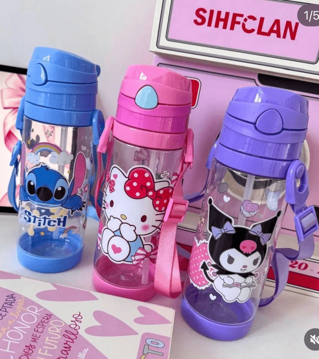 Termo de kuromi y Hello kitty
