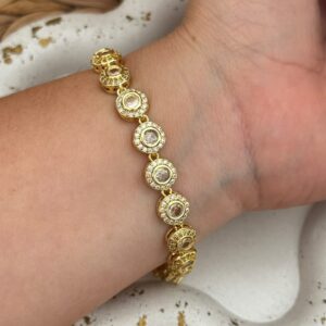 Brazalete Círculos Brillantes Dorado ✨💛