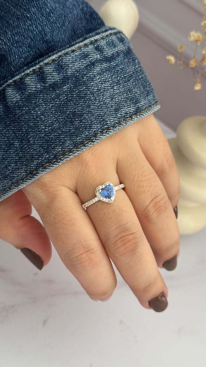 Anillo de corazon azul💙