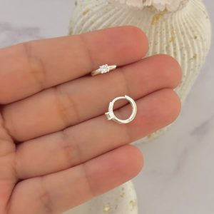 Candonga con circon blanco de Plata ley 925