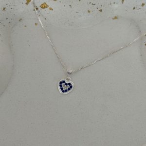Cadena corazon azul plata ley 925