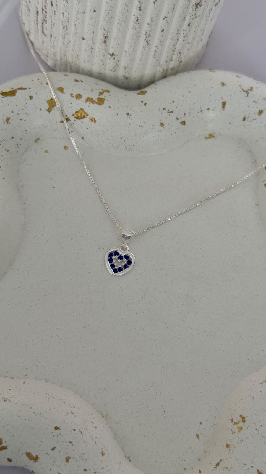 Cadena corazon azul plata ley 925