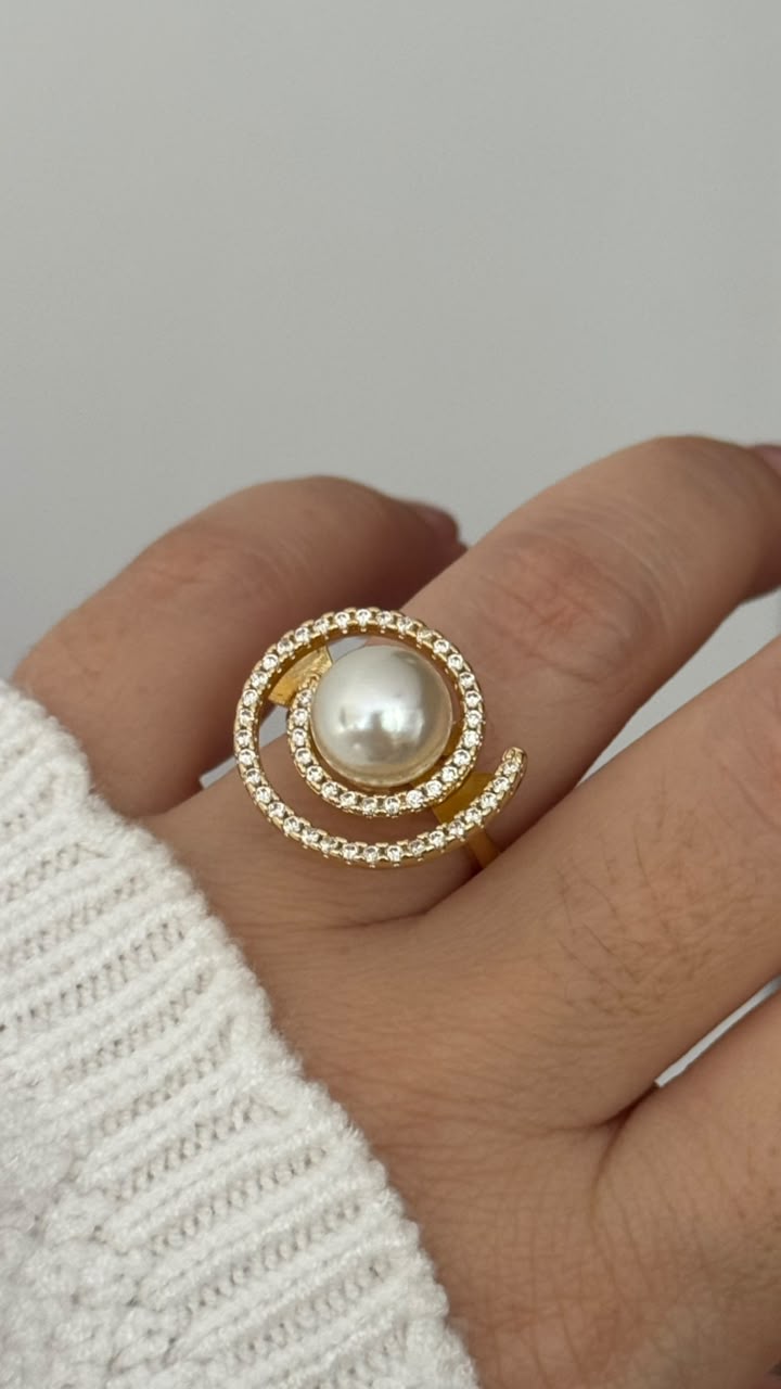 Anillo Espiral con Perla🤍