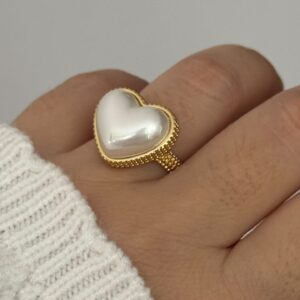 Anillo Corazón Perlado🤍