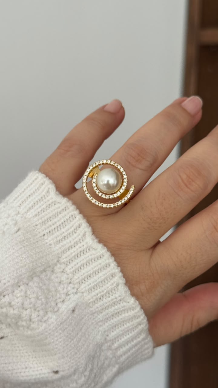 Anillo Espiral con Perla🤍 - Imagen 2