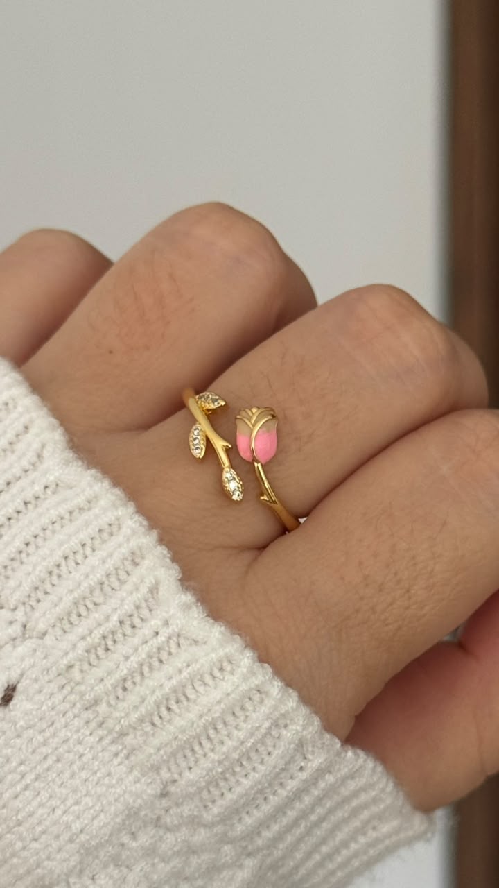 Anillo Ajustable Tulipán Rosa🌷