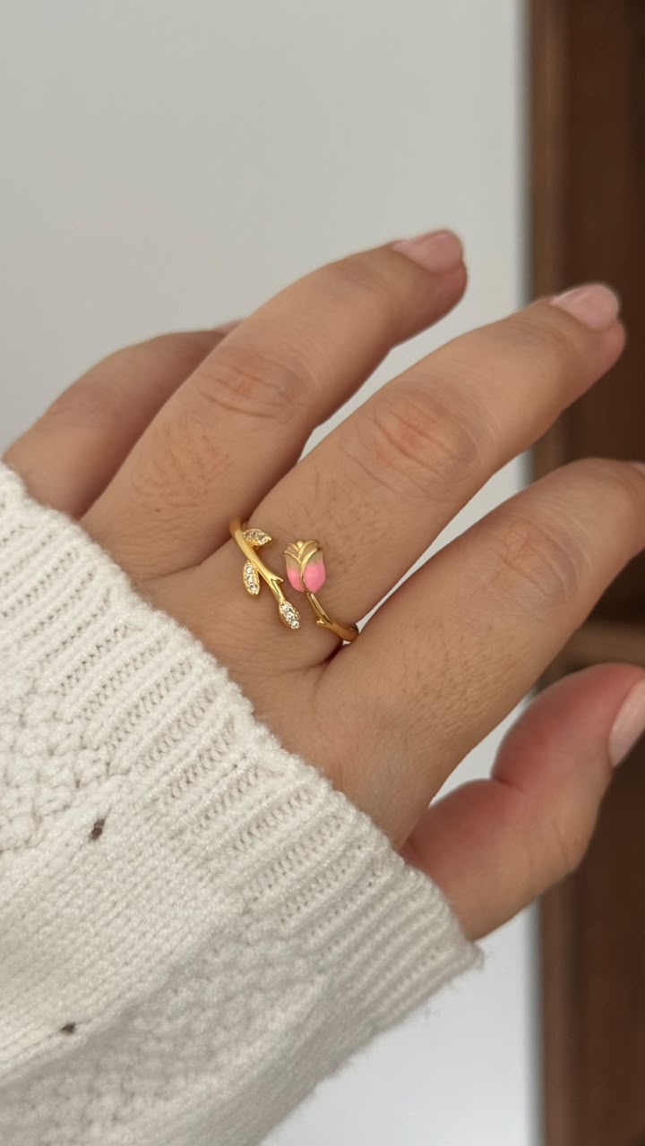 Anillo Ajustable Tulipán Rosa🌷 - Imagen 2