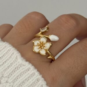 Anillo Ajustable Flor Blanca🌸