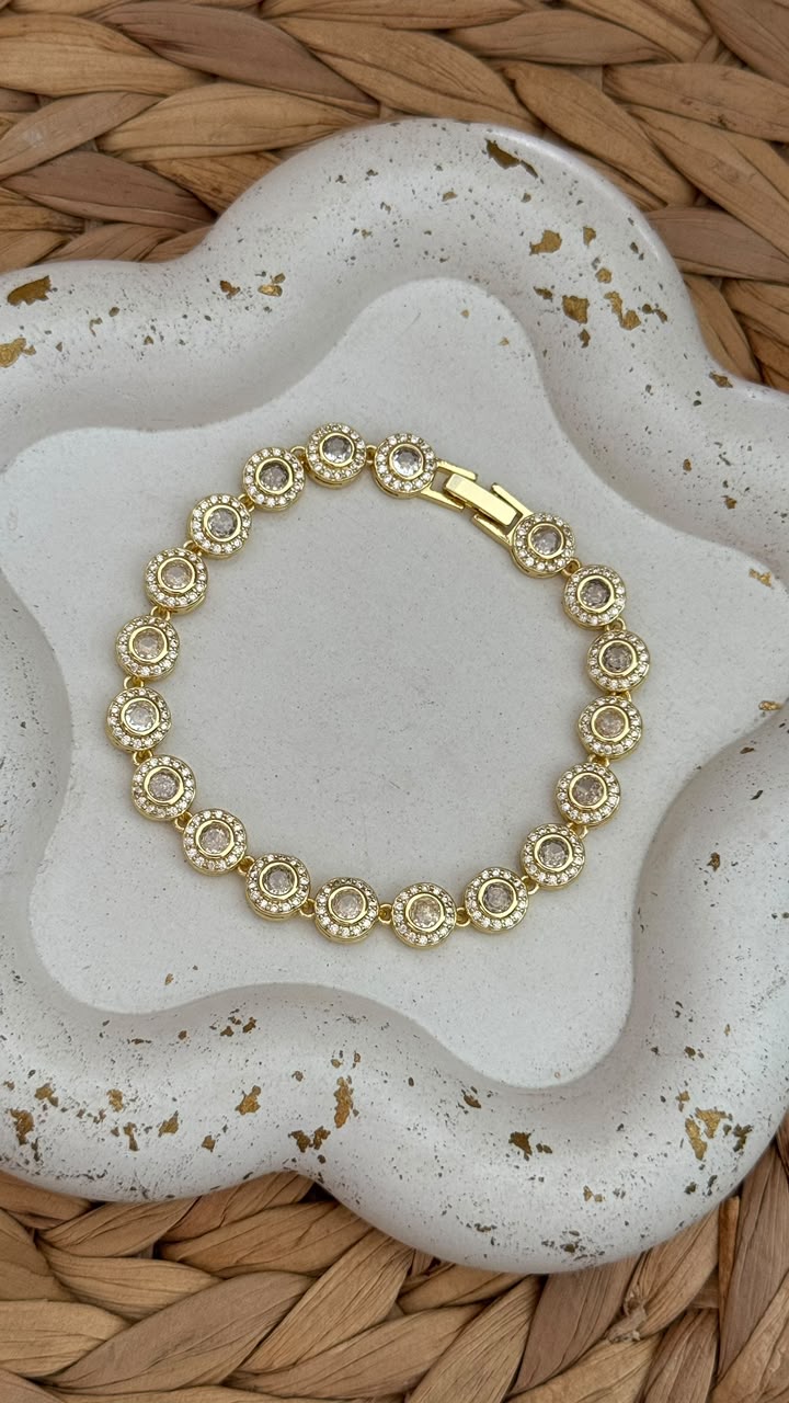 Brazalete Círculos Brillantes Dorado ✨💛 - Imagen 2